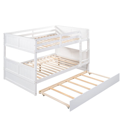 Harper & Bright Designs Full Bunk Bed with Trundle - Sturdy Solid Wood, Safety Guard Rails, and Versatile Design in White - WoodArtSupply