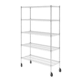 SafeRacks NSF Certified Storage Shelves, Zinc, Heavy Duty Steel Wire Shelving Unit with Wheels and Adjustable Feet, Garage or Bakers Rack Kitchen Shelving, Pantry Shelf - (18"x48"x72" 5-Tier) SafeRacks
