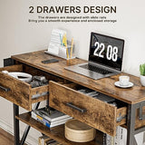 Gizoon 39" Rustic Brown Industrial Console Table with 2 Drawers and 3-Tier Storage Shelves Gizoon