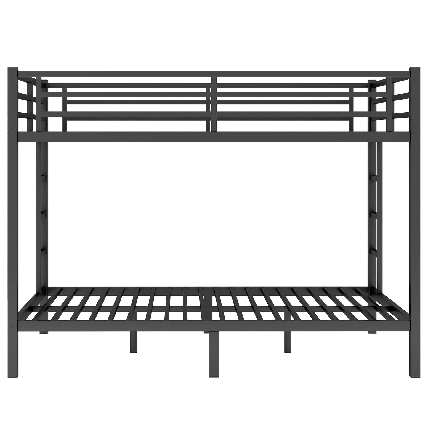 Queen Over Queen Bunk Bed for Adults, Queen Bunk Beds with 2 Ladder and Full Length Guardrail, Heavy Buty Metal Bunk Beds Queen Size/Queen Size Bunk Bed for Adults, Teens(Queen, Black)