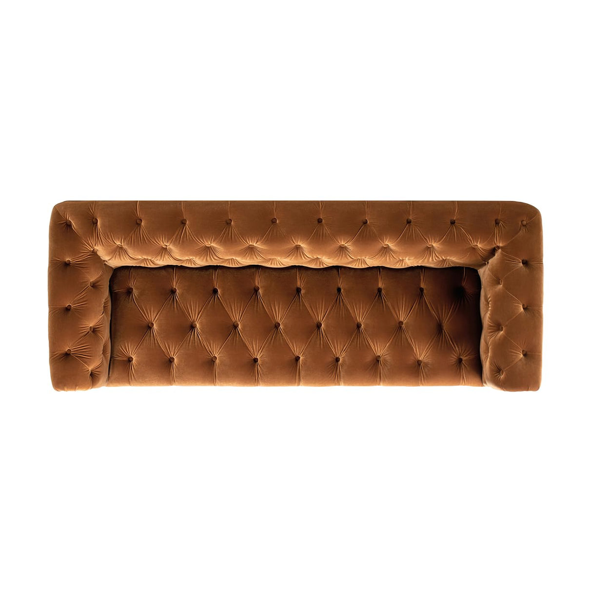 Jennifer Taylor Home Alto 88" Performance Velvet Tufted Chesterfield Sofa in Burnt Orange Jennifer Taylor Home
