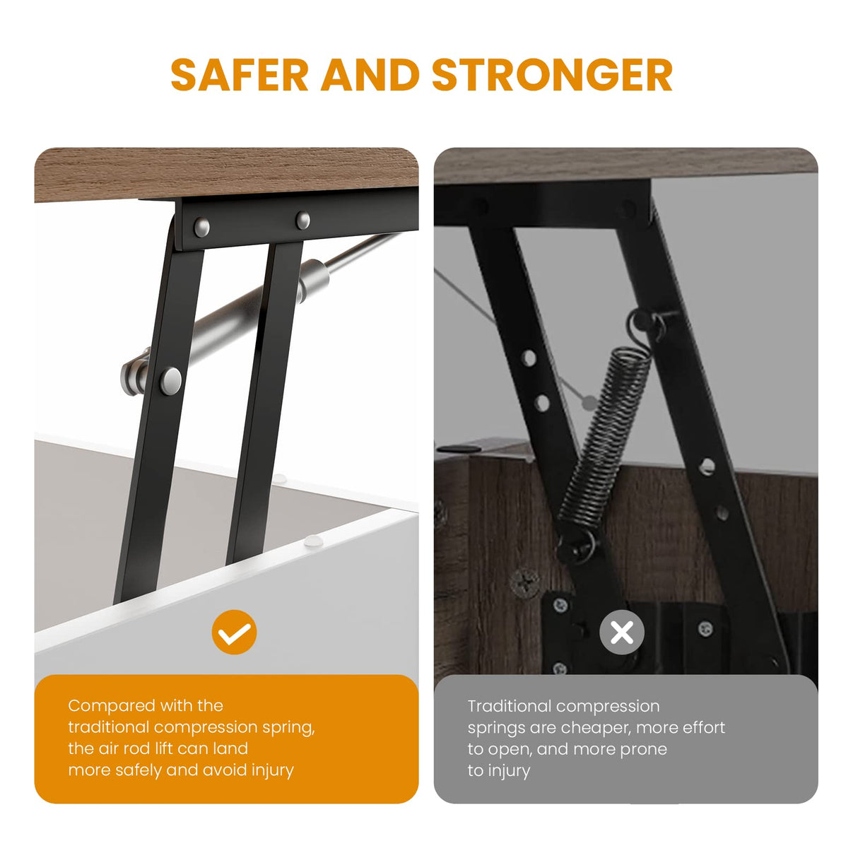 Bidiso Lift Top Coffee Table, Ten Minute Install Table Center with Hidden Storage Compartments, Rising Tabletop Dining for Living Room，Walnut Bidiso