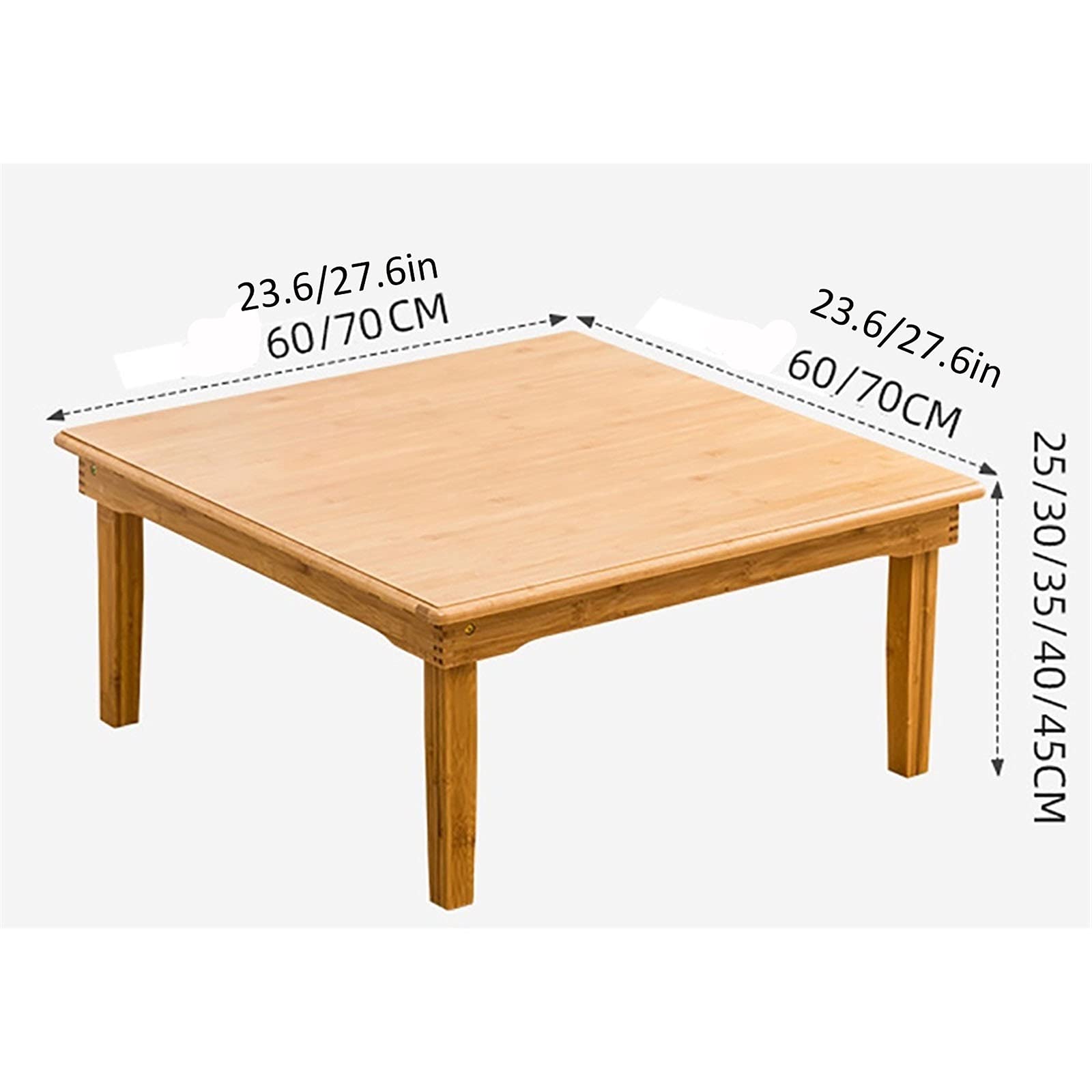 SH-tables Folding Table, Japanese-Style Household Square Bamboo Table, Computer Table, Desk, Low Bamboo Table, Multi-Function Small Dining Table, Various Sizes (Size : 60×60×47cm) - WoodArtSupply