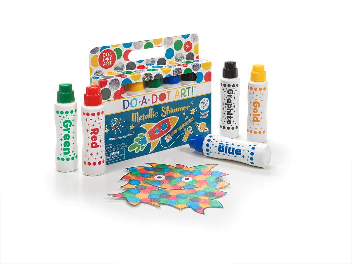Kids Washable Dot Art Markers - New Metallic Shimmer Paint Daubers Non-Toxic For Children, Toddlers Preschool and Kindergarten Teachers The Original Dot Markers By Do A Dot Art!, Made in the USA Do.A.Dot Art!