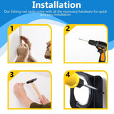 Wall or Ceiling Fishing Rod Storage Rack Vertical Horizontal Holder with 16 Capacity Fishing Rods Reels Mounted Roof Carrier Hooks Hanger for Garage Cabin and Basement Gear Accessories HangEase