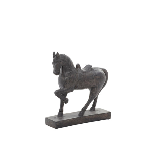 Deco 79 Polystone Horse Decorative Sculpture Home Decor Statue, Accent Figurine 9" x 3" x 9", Brown