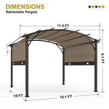 COOS BAY Outdoor Patio Pergola 11.4x11.4 ft with Retractable Textilene Canopy Top, Metal Frame Sun Shade for Backyard, Garden, Porch and Deck, Beige COOS BAY