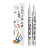 TFIVE White Paint Marker Paint Pens - 2 Pack Acrylic Permanent Marker, 0.7mm Extra Fine Tip Paint Pen for Art Projects, Drawing, Rock Painting, Ceramic, Glass, Wood, Plastic, Metal, Canvas DIY Crafts TFIVE