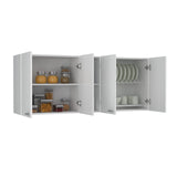 FM FURNITURE Winslow 59" Wall Cabinet, with 4-Doors, Two Interior and Two Open Shelves FM FURNITURE