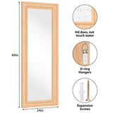 FUWU HOME Rattan Full Length Mirror, 24 X 60 inch Wood Bathroom Vanity Mirror, Free Standing or Wall Mounted Full Body Mirror for Bedroom, Living Room, Dressing Room FUWU HOME