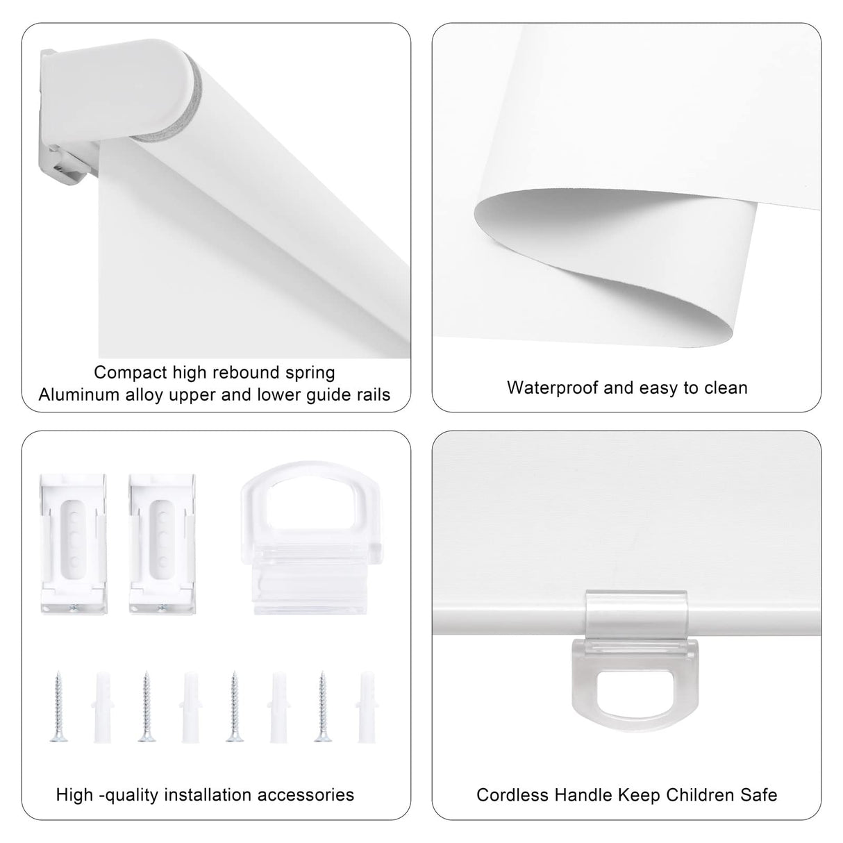 Sunoff Blackout Roller Shades Blinds Cordless for Windows Pull Down Room Darkening Door Blinds with Thermal Insulated Easy to Install for Living Room,Bedroom,Home,Office Bathroom White 33" W x 72" H sunoff