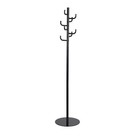 Safco Hook Head Coat Rack, Freestanding Hat and Jacket Hanger with 8 Rounded Edge Hooks, Durable Black Powder Coat Finish Safco
