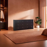 Sleek 6 Drawer Double Dresser in Elegant Black Finish for Modern Spaces Furnifact