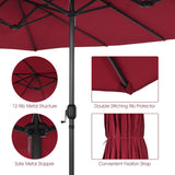 VOOYA HOME 15ft Large Patio Umbrellas Base NOT Included, Outdoor Double-Sided Umbrella with Crank Handle, UV Protective for Pool, Lawn Garden, Backyard (Pole Diameter 1.9 inch) Red VOOYA HOME