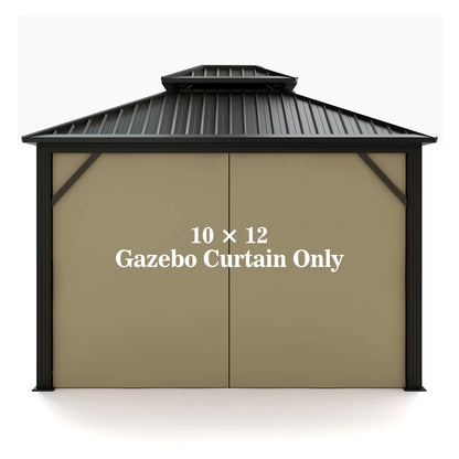 Gazebo Universal Replacement Privacy Curtain – Hugline 10' x 12' Gazebo Side Wall Outdoor Privacy Panel with Zipper (Khaki)