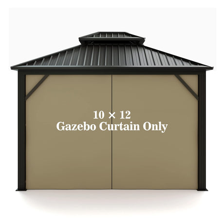 Gazebo Universal Replacement Privacy Curtain – Hugline 10' x 12' Gazebo Side Wall Outdoor Privacy Panel with Zipper (Khaki) Hugline
