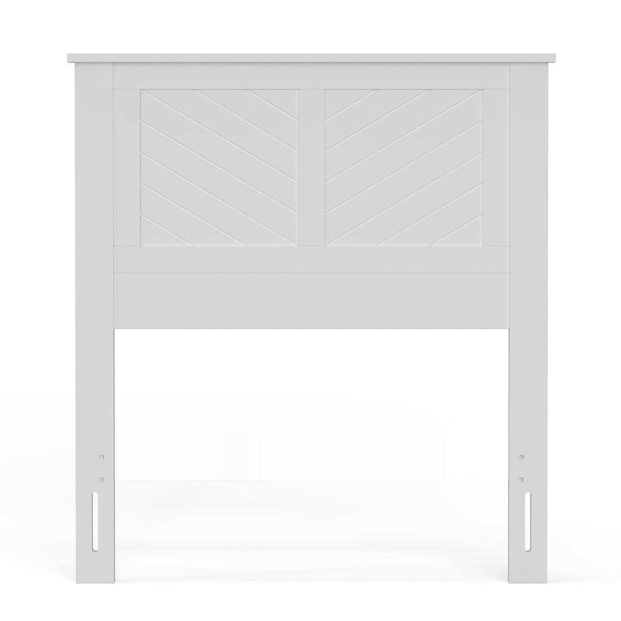 Serene Poplar Wood Twin Headboard, Modern Farmhouse Panel with Chevron Scoring, Twin Size Headboard in White, Casual Coastal Style, Easy Assembly, Quality Materials ComfIQ