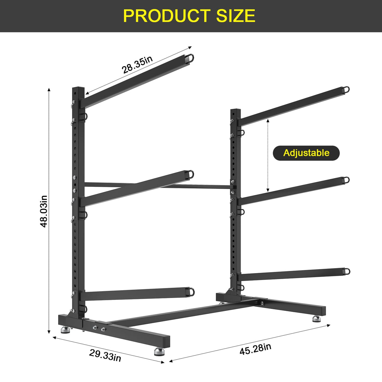 LotFun Kayak Storage Rack, Freestanding Heavy Duty Adjustable Kayak Stand Indoor Outdoor Storage Rack Garage, with Wheels and Foot Pad, for Kayaks, SUPs, Canoes, Surfboard(3 Levels) LotFun