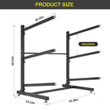LotFun Kayak Storage Rack, Freestanding Heavy Duty Adjustable Kayak Stand Indoor Outdoor Storage Rack Garage, with Wheels and Foot Pad, for Kayaks, SUPs, Canoes, Surfboard(3 Levels) LotFun