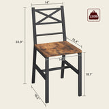MAHANCRIS Dining Chair Set of 2, Rustic Wooden Kitchen Chairs with Backrest, Farmhouse Dining Chairs for Kitchen, Industrial Style Chair with Metal Frame, Easy Assembly, Rustic Brown TBHR1001 MAHANCRIS