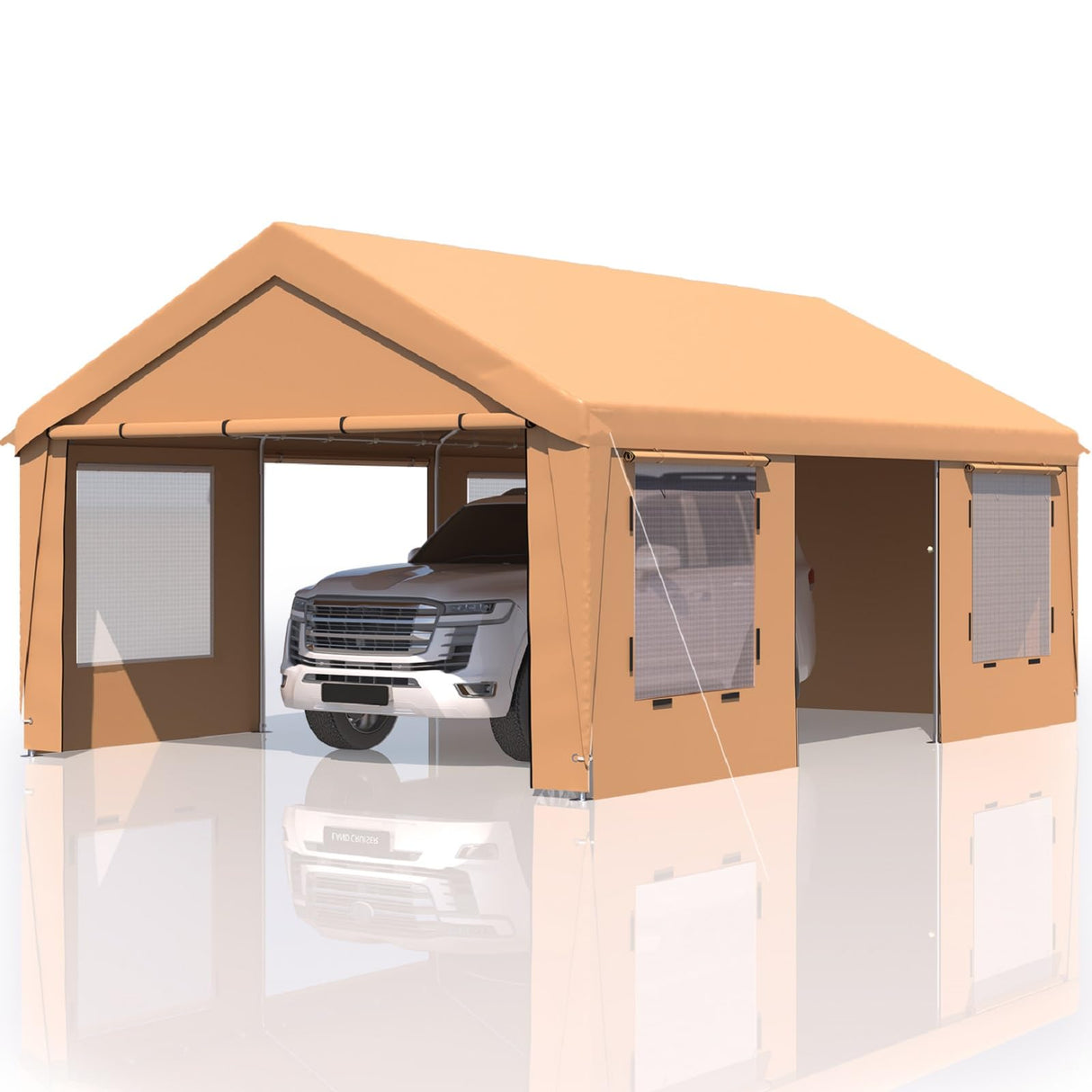 EROMMY 13' x 20' Heavy Duty Carport，Portable Garage with UV Protection & Steel Frame, Car Port with Removable Sidewalls, All-Season Car Canopy for Tractor, Truck, Boat, Yellow EROMMY