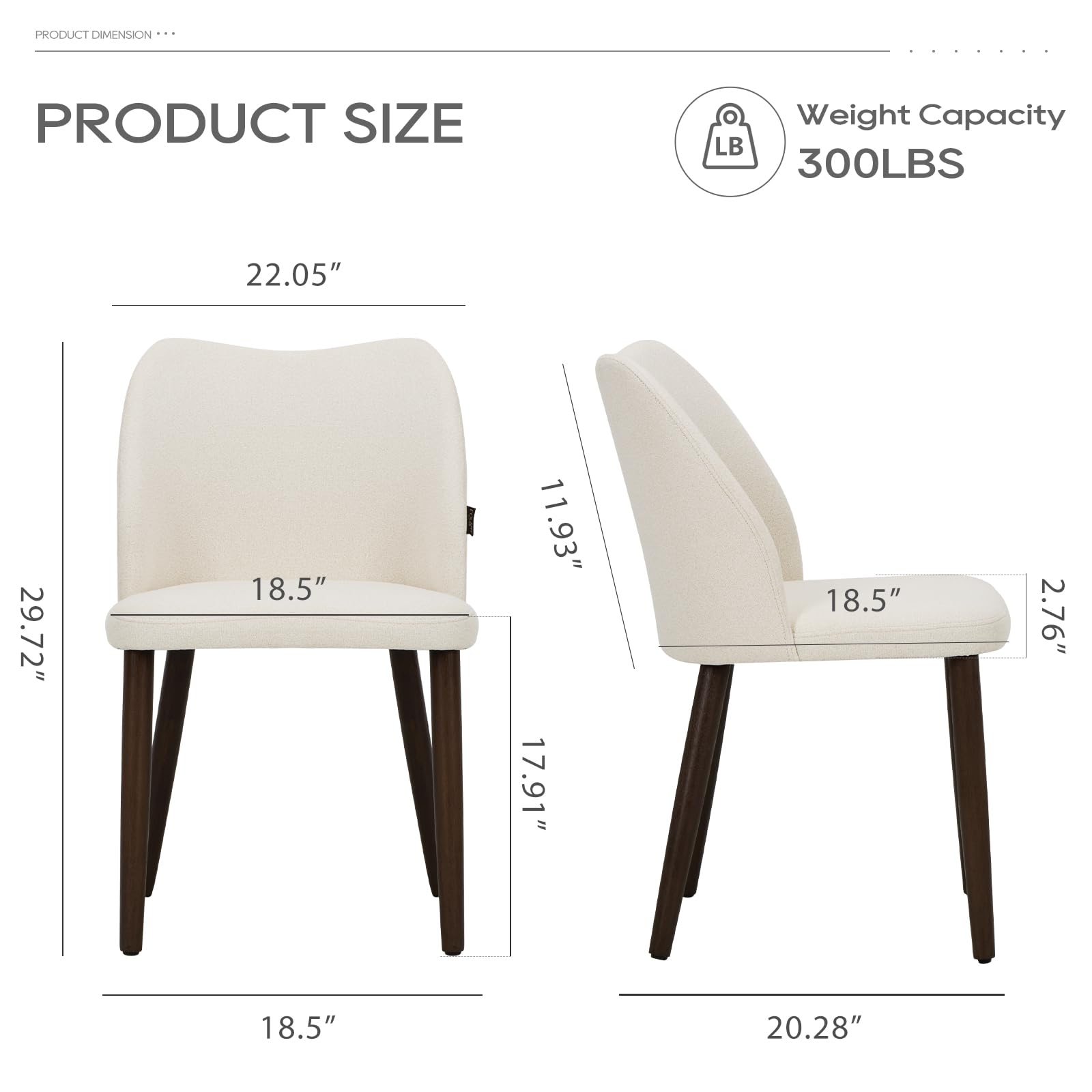 COLAMY Upholstered Dining Chairs Set of 4, Modern Fabric Dining Room Kitchen Side Chair with Padded Seat and Wood Legs for Restaurant/Cafe, Beige - WoodArtSupply