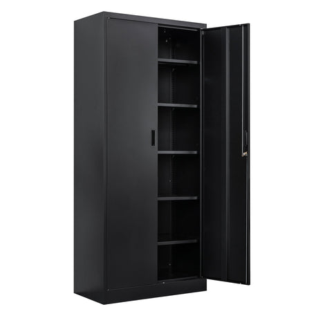 CJF Metal Storage Cabinet with Locking Doors and 5 Adjustable Shelves, Office Steel Cabinet for Garage, Classroom, School, Home, Pantry CJF
