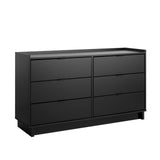 Prepac Simply Modern 6-Drawer Double Dresser for Bedroom, Chest of Drawers, Modern Bedroom Furniture, 52.5” wide x 16” deep x 29.5” tall, Black Prepac