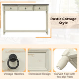 Giantex Console Table with 3 Storage Drawers - Entry Table, Rustic Farmhouse Entryway Table with Open Storage Shelf, Solid Wood Legs, Long Sofa Table Giantex