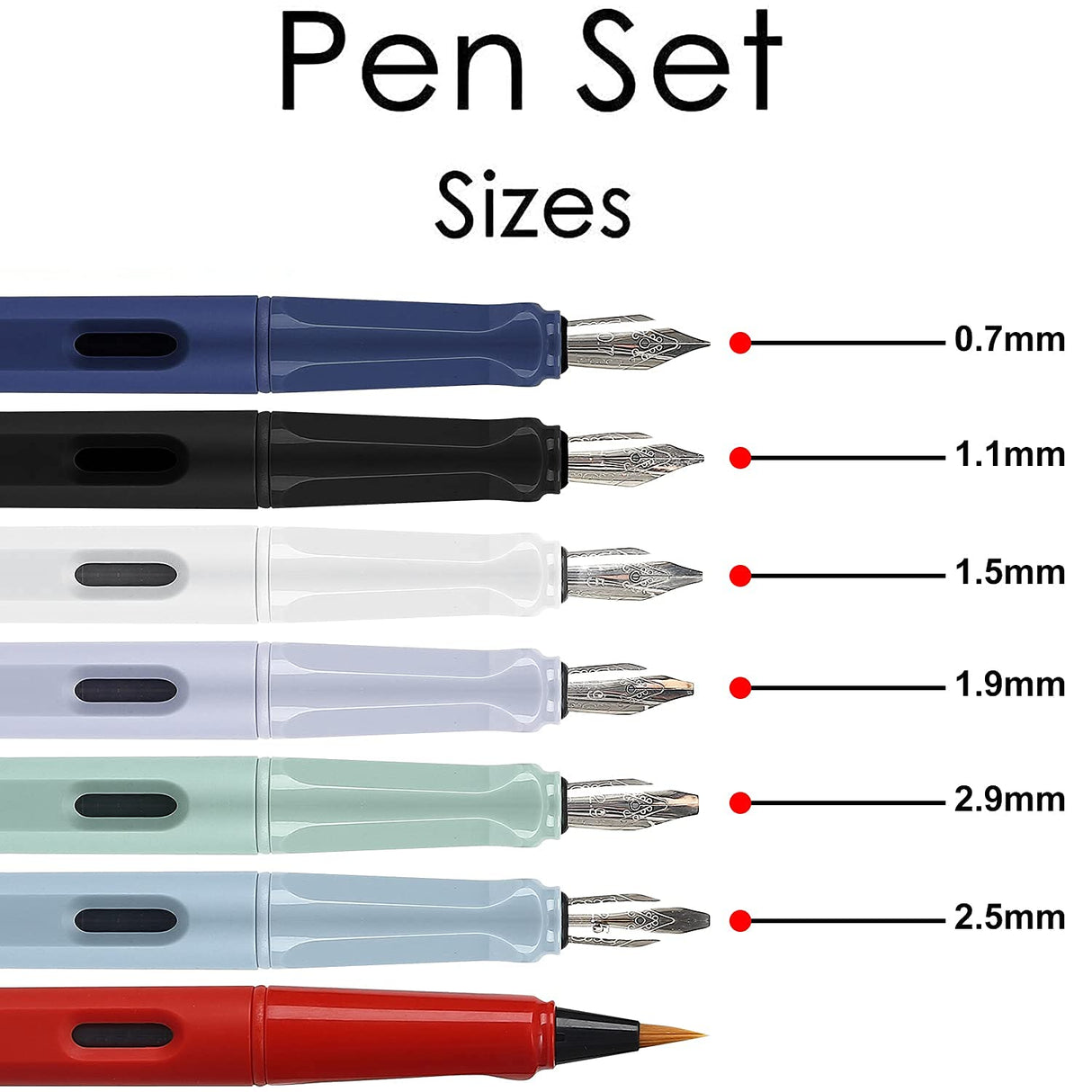 GC QUILL Calligraphy Fountain Pen Set- 7 with Different Nibs and 40 Ink Cartridges for Beginners- MU-09 GC QUILL