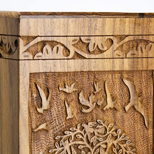 INTAJ Cremation Urns for Human Ashes Companion Male Female Wooden Tree of Life Urns Box and Casket for Ashes Men Women Child Pets Cat Dog Urn Burial - WoodArtSupply