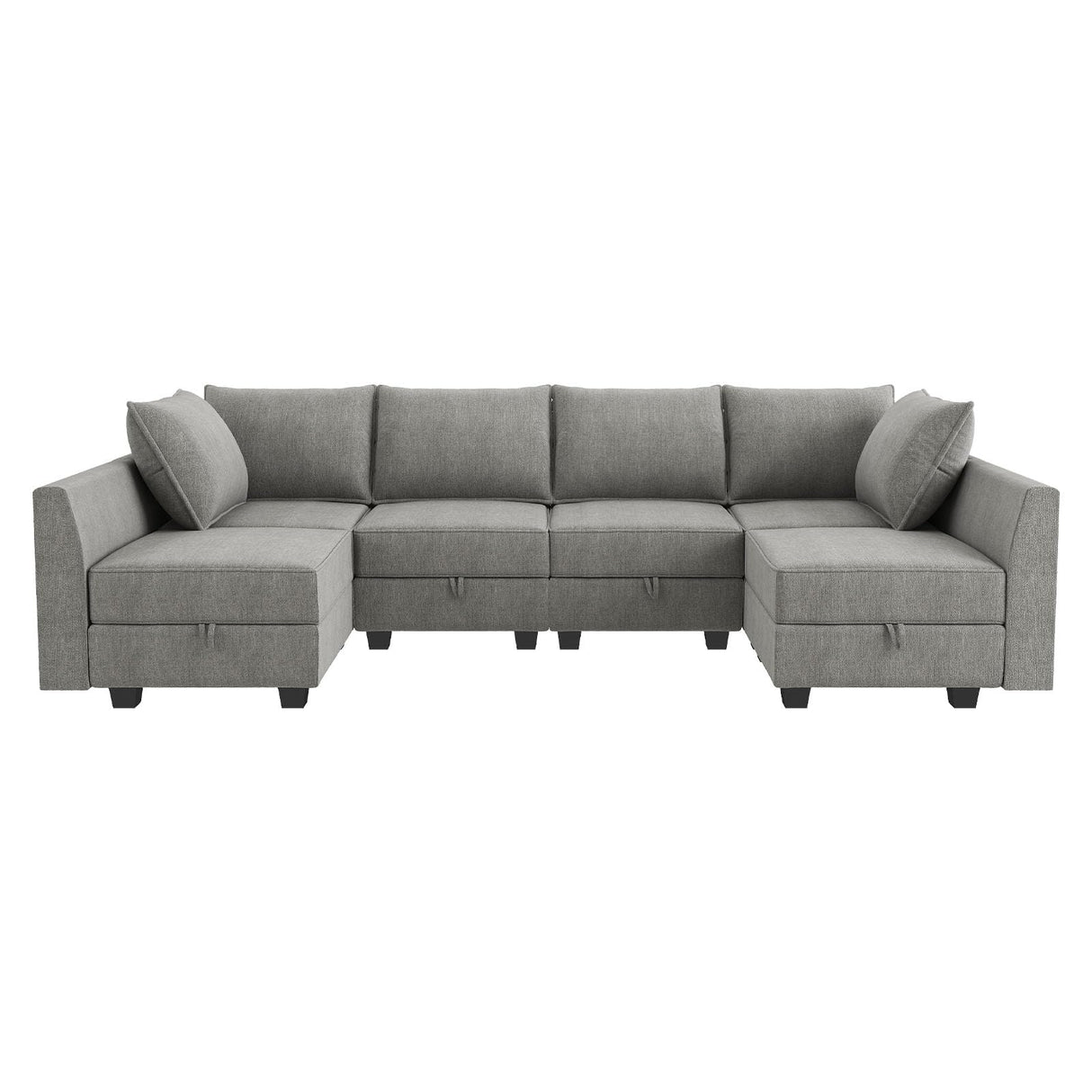 HONBAY Modular Sectional Sofa U Shaped Sectional Modular Sofa with Storage Convertible Modular Sectional Couch for Living Room, Grey HONBAY