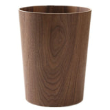 2.3 Gallons Wood Trash Can Wastebasket for Home or Office, Japanese-style natural wood Round Wastebasket, Lightweight, Sturdy for Under Desk, Kitchen, Bedroom, Den, Hotel, or Kids Room (Dark Wood-A) BISOZER
