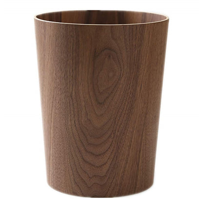 2.3 Gallons Wood Trash Can Wastebasket for Home or Office, Japanese-style natural wood Round Wastebasket, Lightweight, Sturdy for Under Desk, Kitchen, Bedroom, Den, Hotel, or Kids Room (Dark Wood-A)