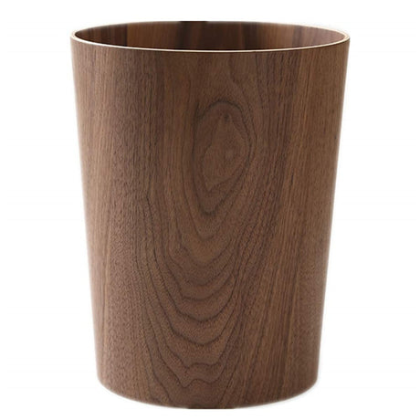 2.3 Gallons Wood Trash Can Wastebasket for Home or Office, Japanese-style natural wood Round Wastebasket, Lightweight, Sturdy for Under Desk, Kitchen, Bedroom, Den, Hotel, or Kids Room (Dark Wood-A) BISOZER