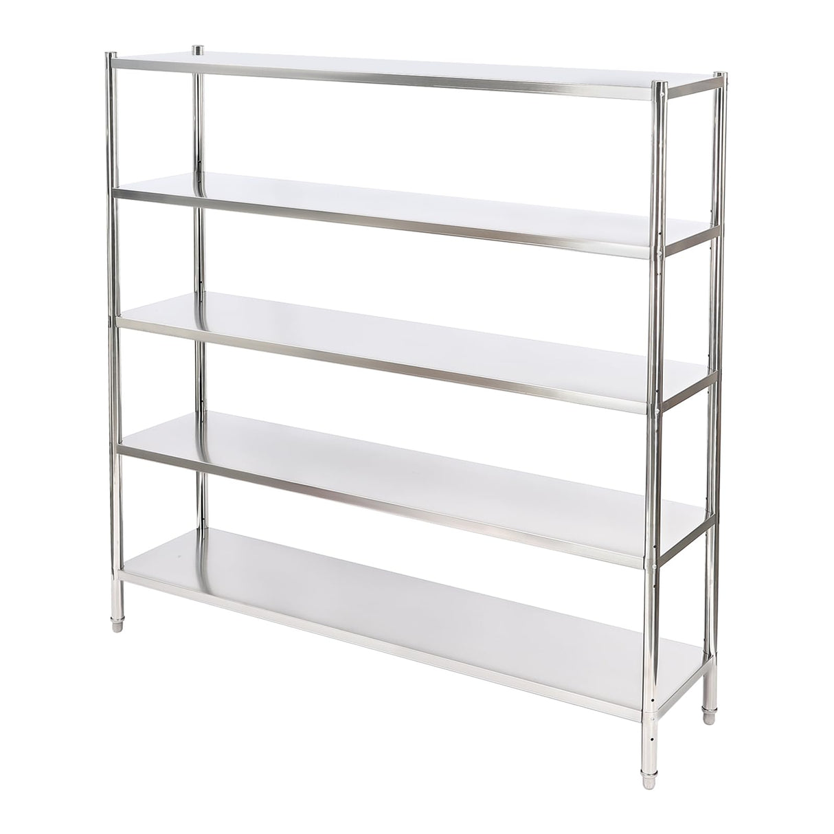 DYNAMI 5-Tier Stainless Steel Shelving, Adjustable Height Stainless Steel Storage Shelf Industrial Storage Rack,Load 330lb Per Shelf,for Kitchen Office Garage (5-Tier,70.2in W x 16.6in D x 70in H) DYNAMI