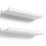 Boswillon Floating Shelves Wall Mounted Set of 2, Modern White Shelves for Bedroom, Nursery Shelves with Lip, Display Picture Ledge Shelf for Wall Decor Living Room Bathroom Kitchen - White Boswillon