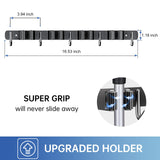 ZONGOOL 2 Pack Broom Holder Wall Mount, 4 Racks and 5 Hooks Mop Hanger Wall Mount Broom Organizer Stainless Steel Heavy Duty Garage Tool Racks for Home Kitchen Garden Laundry (Black) ZONGOOL