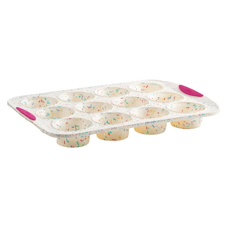 Trudeau - 5118553 Trudeau Structured Silicone Muffin Pan, 12 Cup, Confetti/Fuschia Trudeau