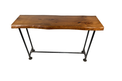 Southern Rustic LOGWERKS Industrial Pipe Sofa Table - Live Edge Console Table for Entryway or Behind Sofa – (Honey Pine) - WoodArtSupply