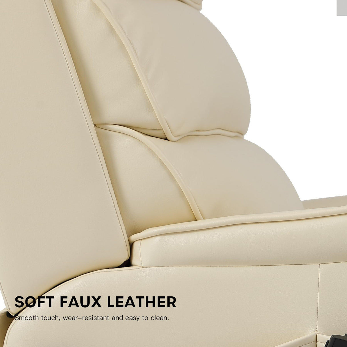 DYNOX 300 LBS Power Lift Recliner Chair for Elderly, Small Size Dual Motor Lay Flat Infinite Positions Recliner with Heat, Massage & USB Charging Port (9188S,Faux Leather,Cream White) DYNOX