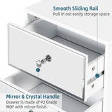 STHOUYN White Nightstand Set of 2, Mirrored Bedside Table Set of 2, Modern Bedroom Night Stands with 2 Drawer, Bed Side Table/Night Stand, End Tables Decorative Table Living Room (White) STHOUYN