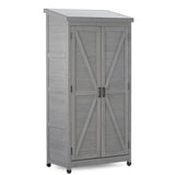 GM Ultra 68 Inches Outdoor Storage Cabinet and Metal Top,Garden Shed,Outdoor Wood Tall Shed for Yard Patio，Outdoor Wooden with Top Vertical Tool Backyard Garden Patio Lawn (Gray) GM Ultra