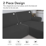 PureFit Super Stretch Sectional Couch Covers - 2 pcs Spandex Non Slip, with Elastic Bottom for L Shape Sectional Sofa Couches, Great for Kids & Pets (3 Seat Sofa + 3 Seat Chaise, Dark Gray) PureFit