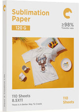 Hiipoo Sublimation Paper 8.5x11 Inch, Work with Sublimation Ink and E Sawgrass Inkjet Printers for Mugs T-Shirts Light Fabric and Other Sublimation Blanks (110 Sheets, 120G) (A-8.5x11) Hiipoo