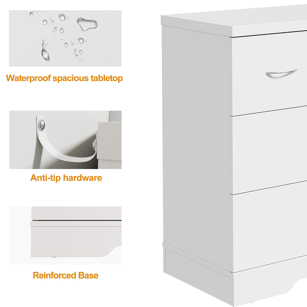 FansaFurn 8 Drawer Dresser, 55" Wide Chest of Drawers with Large Metal Handle, Modern Wood Drawer Organizer for Bedroom, Living Room, Hallway, Closet, White FansaFurn