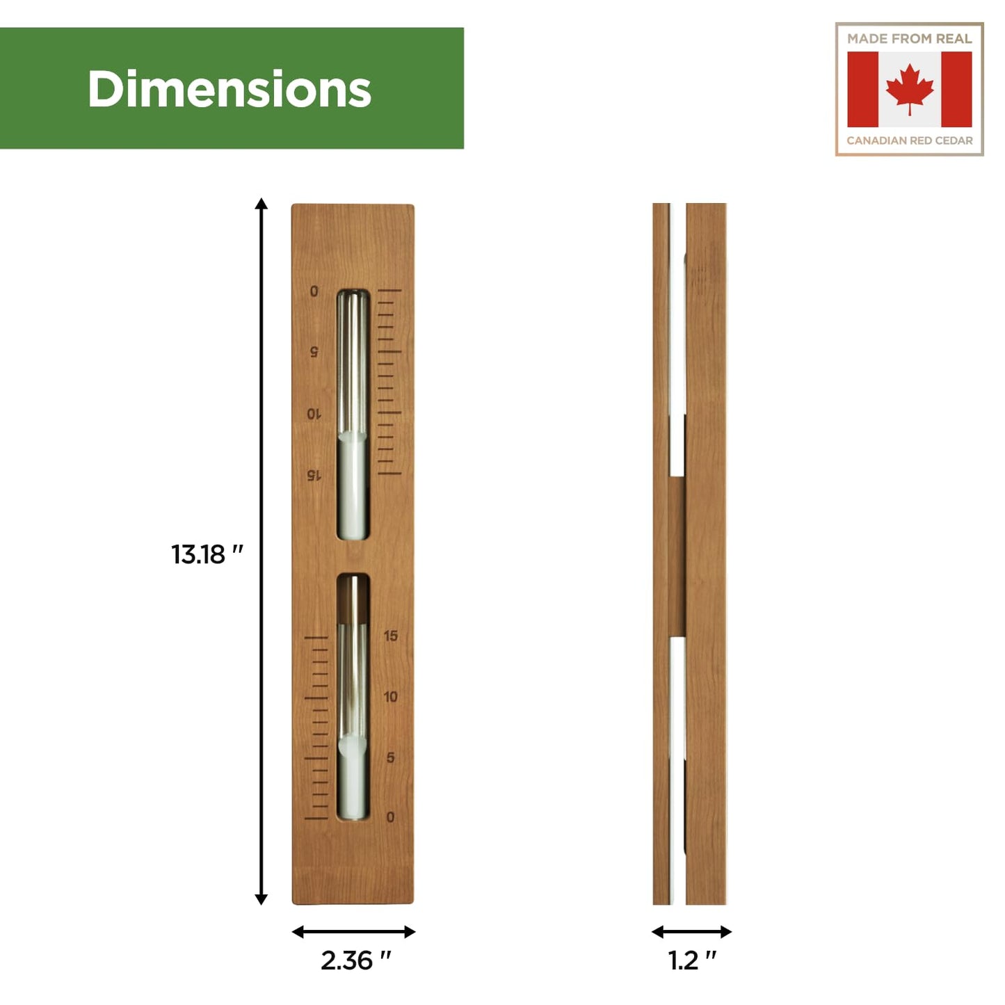 Northwood Sauna - Sauna Sand Timer - Handmade from Canadian Red Cedar Wood - Wall Mounted Rotating 15 Minutes Hourglass Timer with White Sand