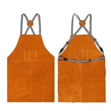 Houseables Leather Welding Apron, Fire Resistant Welder Smock, 23 x 35 Inch, Large, 2 Pockets, Kevlar Stitching, Safety Accessory For Blacksmithing, Carpentry, Torch Work, Roofing, Woodworking, Garage Houseables