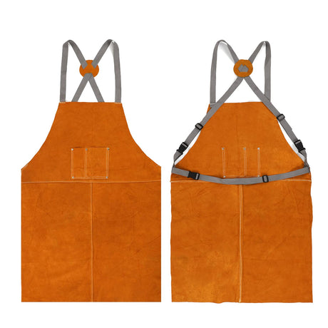 Houseables Leather Welding Apron, Fire Resistant Welder Smock, 23 x 35 Inch, Large, 2 Pockets, Kevlar Stitching, Safety Accessory For Blacksmithing, Carpentry, Torch Work, Roofing, Woodworking, Garage Houseables