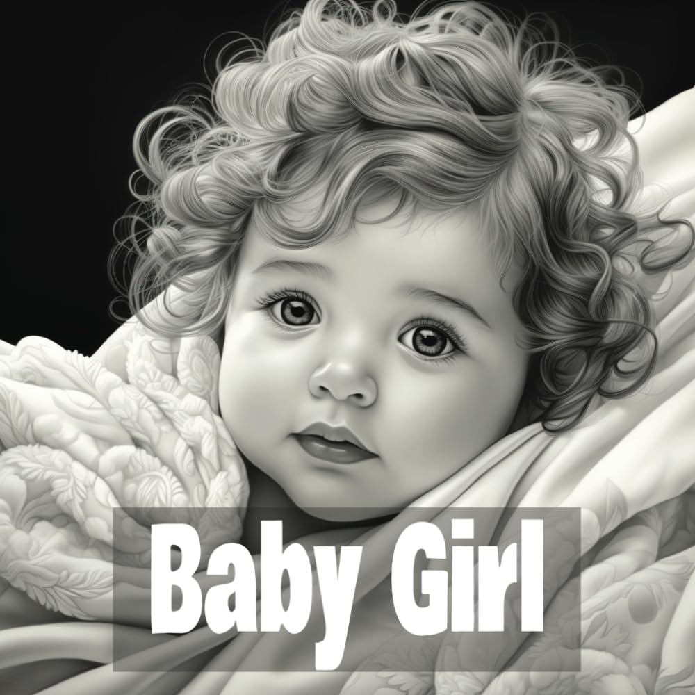 Baby Girl: Grayscale Adult Coloring Book Featuring 50 Cute Baby Girl Portraits WoodArtSupply